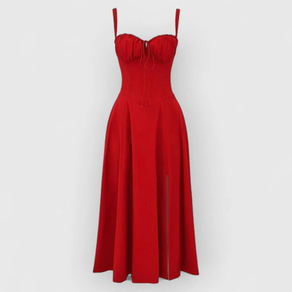 Soraya / Vestido midi con corsé de terciopelo