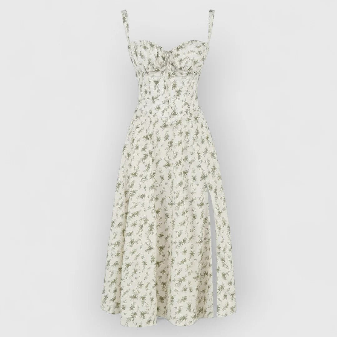 Soraya / Vestido midi con corsé de terciopelo