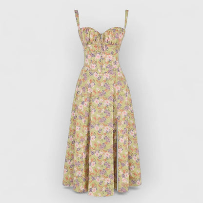 Soraya / Vestido midi con corsé de terciopelo