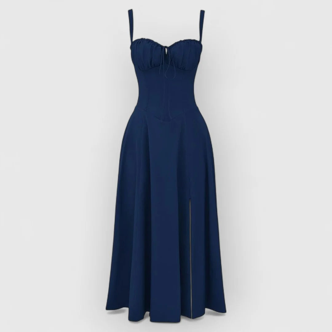 Soraya / Vestido midi con corsé de terciopelo