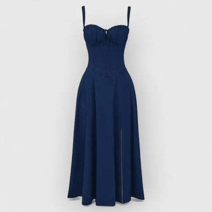 Soraya / Vestido midi con corsé de terciopelo