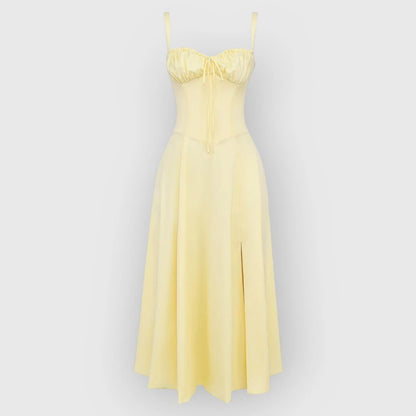 Soraya / Vestido midi con corsé de terciopelo