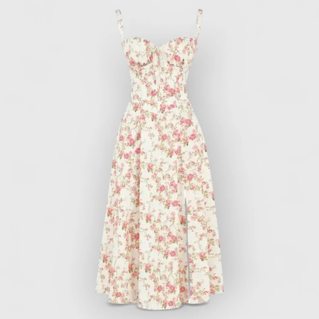 Soraya / Vestido midi con corsé de terciopelo