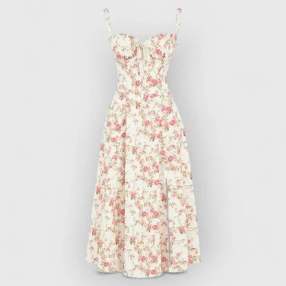 Soraya / Vestido midi con corsé de terciopelo