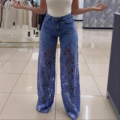 Susette / Jeans Boho Chic con Ribete de Encaje