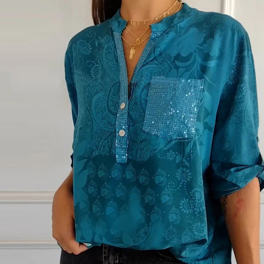 Luzia / Blusa estampada con cuello en V
