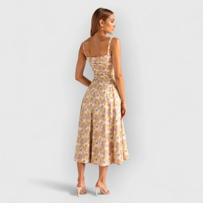 Soraya / Vestido midi con corsé de terciopelo